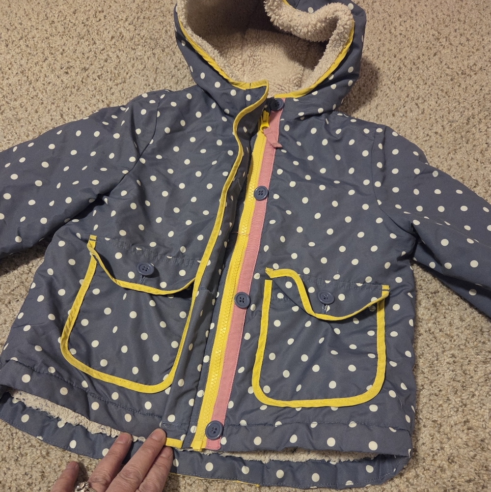 Mini Boden Anorak Polka Dot Bunny Rabbit Jacket Coat Hood Sherpa Lined 3-4 Years - Picture 6 of 6